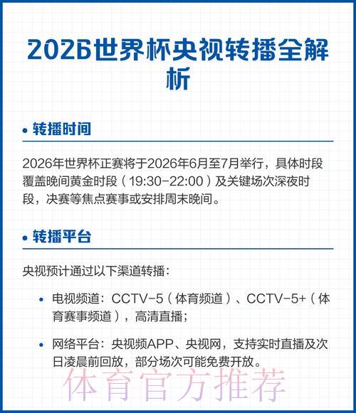 2026世界杯直播官方正规观看渠道有哪些？